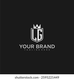LG initial monogram shield and crown vector image