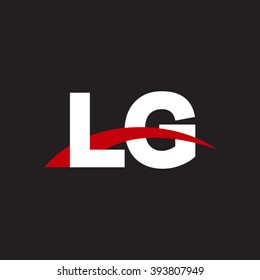 LG initial overlapping swoosh letter logo white red black background