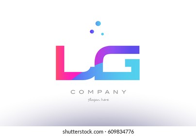 lg l g  creative pink purple blue modern dots creative alphabet gradient company letter logo design vector icon template