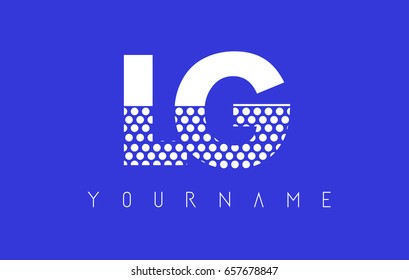 LG L G Dotted Pattern Letter Logo Design Vector with Blue Background.