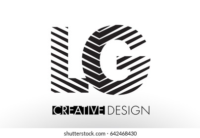 LG L G Lines Letter Design with Creative Elegant Zebra Vector Illustration.