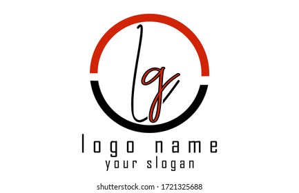 Ilustración de diseño vectorial del logotipo de letra Lg. el color de la nota se puede editar en la letra g.