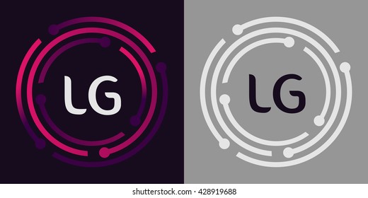 LG letters business logo icon design template elements in abstract background logo, design identity in circle, alphabet letter