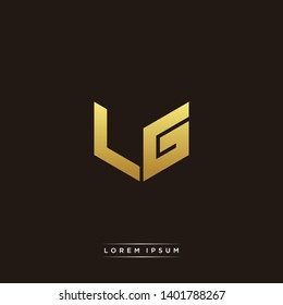 LG Logo Letter Initial Logo Designs Templete with Gold and Black Background