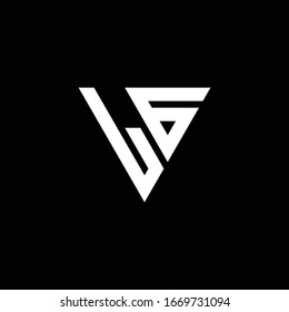 LG Logo letter monogram with triangle shape design template isolated on black background