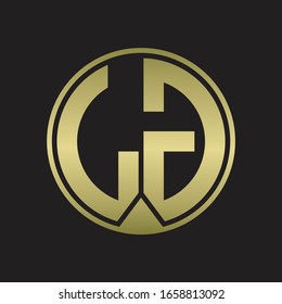 LG Logo monogram circle with piece ribbon style on gold colors