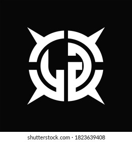 Monograma del logotipo de LG con cuatro piezas plantilla de diseño de trozos de círculo sobre fondo negro
