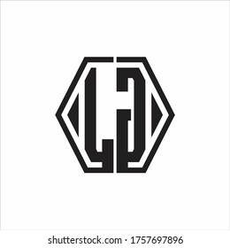 LG Logo monogram with hexagon line rounded design template on white background