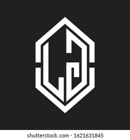 LG Logo monogram with hexagon shape and outline slice style with black and white
