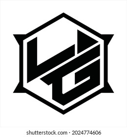 LG Logo monogram with hexagon and sharp shape design template