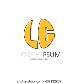 LG Logo. Vector Graphic Sphere Branding Letter Element. White Background