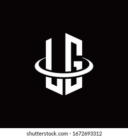 Logotipo de monograma en forma de hexágono y rodeado por un anillo