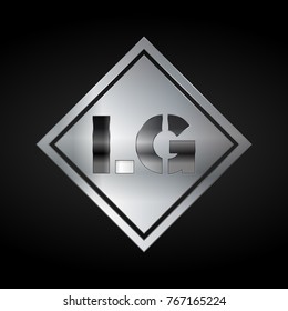 LG Monogram, Silver Logo, Metal Logo, Luxury, Elegant, Abstract, square