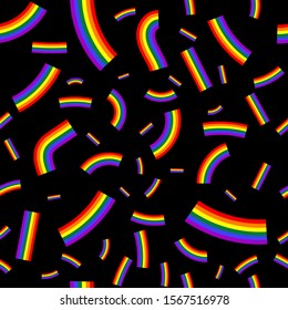 LGBT abstract flag on a black background, seamless pattern, vector