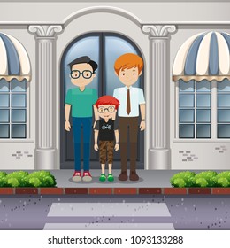 LGBT Adoption Family Crossing the Road illustration