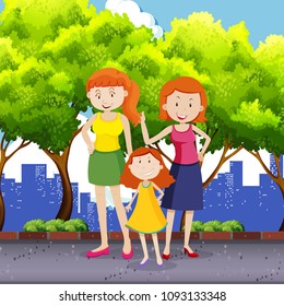 LGBT Adoption Family at the Park illustration