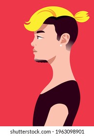 LGBT asian man of side view. Human simplicity of the globalized world.