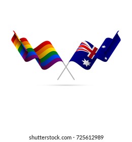 LGBT and Australia flags. Rainbow flag. Vector illustration.