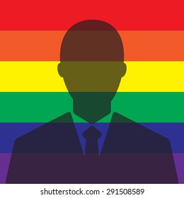 lgbt avatar user profile vector illustration , businessman ,  rainbow background