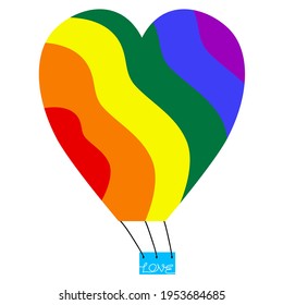 LGBT balloon heart shape vector with LGBT flag color illustration