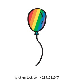 LGBT balloon. Rainbow decoration.Hand-drawn doodle. Vector illustration