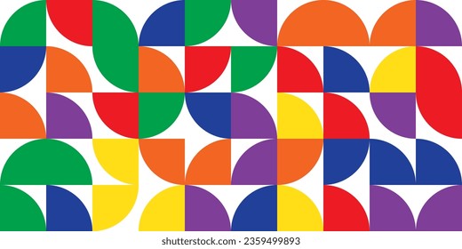  LGBT Bauhaus Style Pattern.Pride month. Seamless geometric pattern. Template for background, banner, card, poster. Vector Illustration