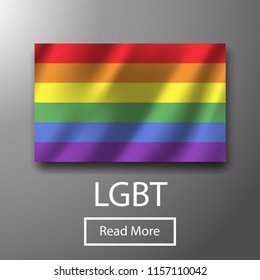 LGBT bisexual freedom colorful flag. Gay homosexuality rainbow isolated pride. Bright tolerance peace celebrate print poster. Lesbian, trans logo element shape. Parade people hipster vector symbol.