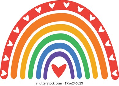 LGBT Boho Rainbow Vector Illustration, Love Sign Illustration, Gay Pride Design