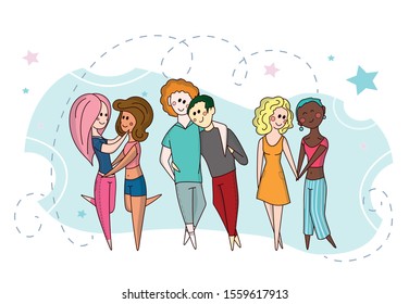 LGBT boys and girls vector