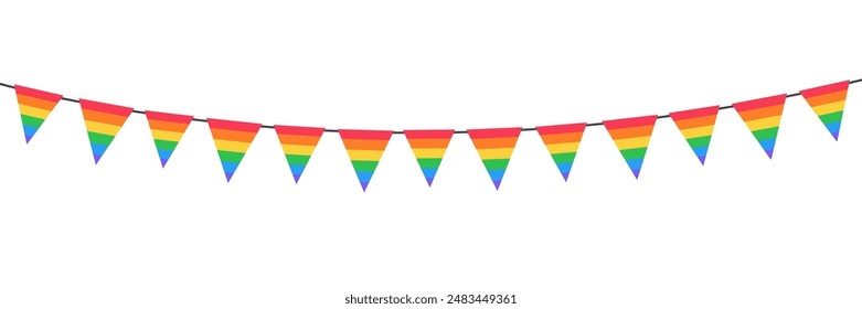 LGBT bunting flag isolated on white background. Pride month LGBT concept. Vector illustration.