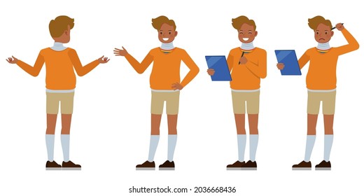 LGBT business people wear orange shirt character vector design. Presentation in various action.