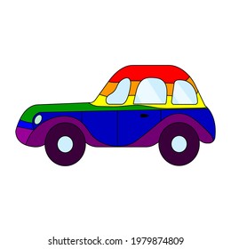 LGBT car element isolated on white background. LGBTQ concept. Human rights and tolerance. Vector cartoon illustration.