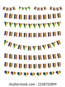 LGBT celebration bunting flag set isolated on white background. vector illustration EPS10.
