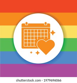 LGBT celebration day color glyph icon. Lesbian, Gay, Bisexual, Transgender. Pride parade, rights and tolerance. Rainbow free love concept.. Rainbow free love concept. Sign for web page, mobile app.