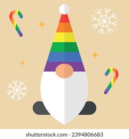 LGBT Christmas Gnome vector illustration