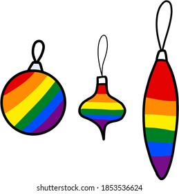 LGBT christmas rainbow toys. christmas ball isolated