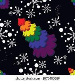lgbt christmas seamless pattern with rainbow colored christmas tree