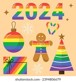 LGBT Christmas vector Icon set