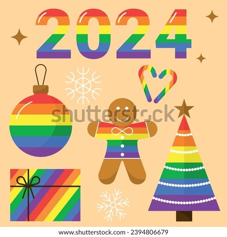 LGBT Christmas vector Icon set