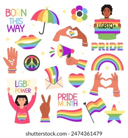 Estilo plano del mes del orgullo de la colección Lgbt