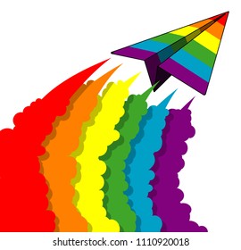 Lgbt color paper airplane