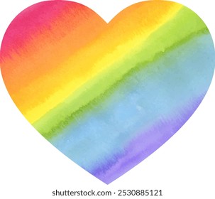 Símbolo do coração colorido LGBT pintado em aquarela