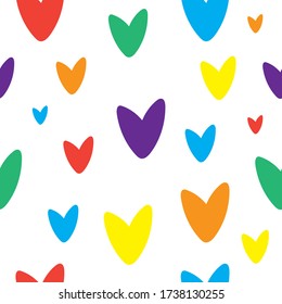 LGBT colorful hearts seamless pattern. Love print for textile, fabric, wrapping, wallpaper