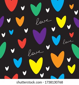 LGBT colorful hearts seamless pattern. Love print for textile, fabric, wrapping, wallpaper