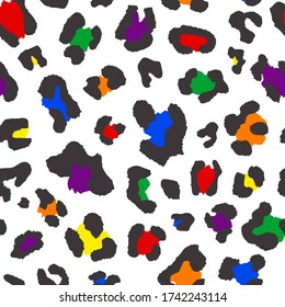 Lgbt colors leopard style seamless pattern design, vector illustration background.