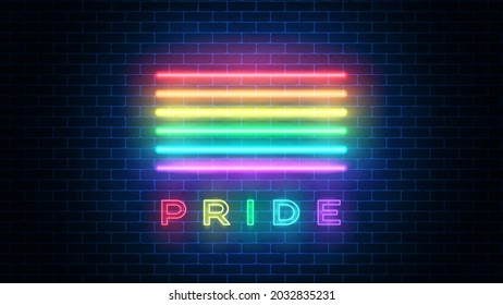 LGBT Colors Neon Sign. Gay Pride Neon Logo. Vector Illustration.