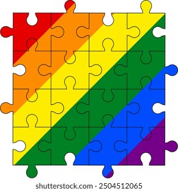 LGBT colors in the puzzle. Minorities concept. Rainbow. Not like everyone else