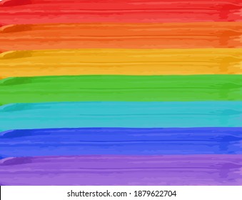 LGBT community flag. Brush strokes. Symbol of LGBTQ lesbian, gay pride. Watercolor rainbow. Stock vector illustration.