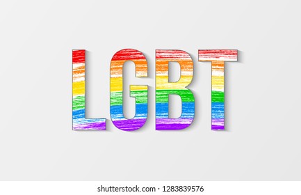 LGBT community flag. Symbol of lesbian, gay pride, bisexual, transgender social movements. Pencil strokes texture the colors of the rainbow. Easy to edit vector design template.