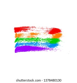 LGBT community flag. Vector brush strokes the colors of the rainbow isolated on white. Symbol of lesbian, gay pride, bisexual, transgender social movements. Easy to edit element of design.